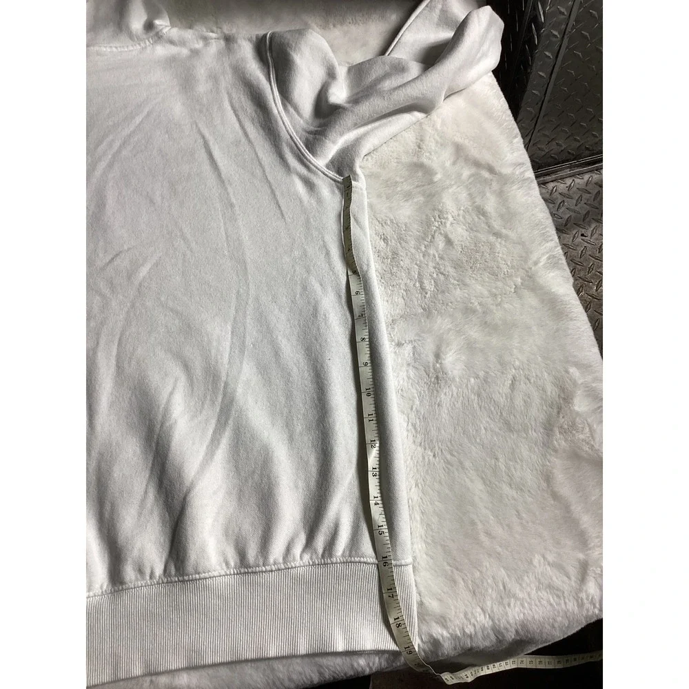 The North Face Logo Pullover Hoodie Men Large White Excellent Fleece Sweatshirt